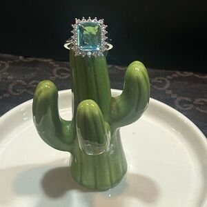 Blue Emerald Cut sunshine accent Ring